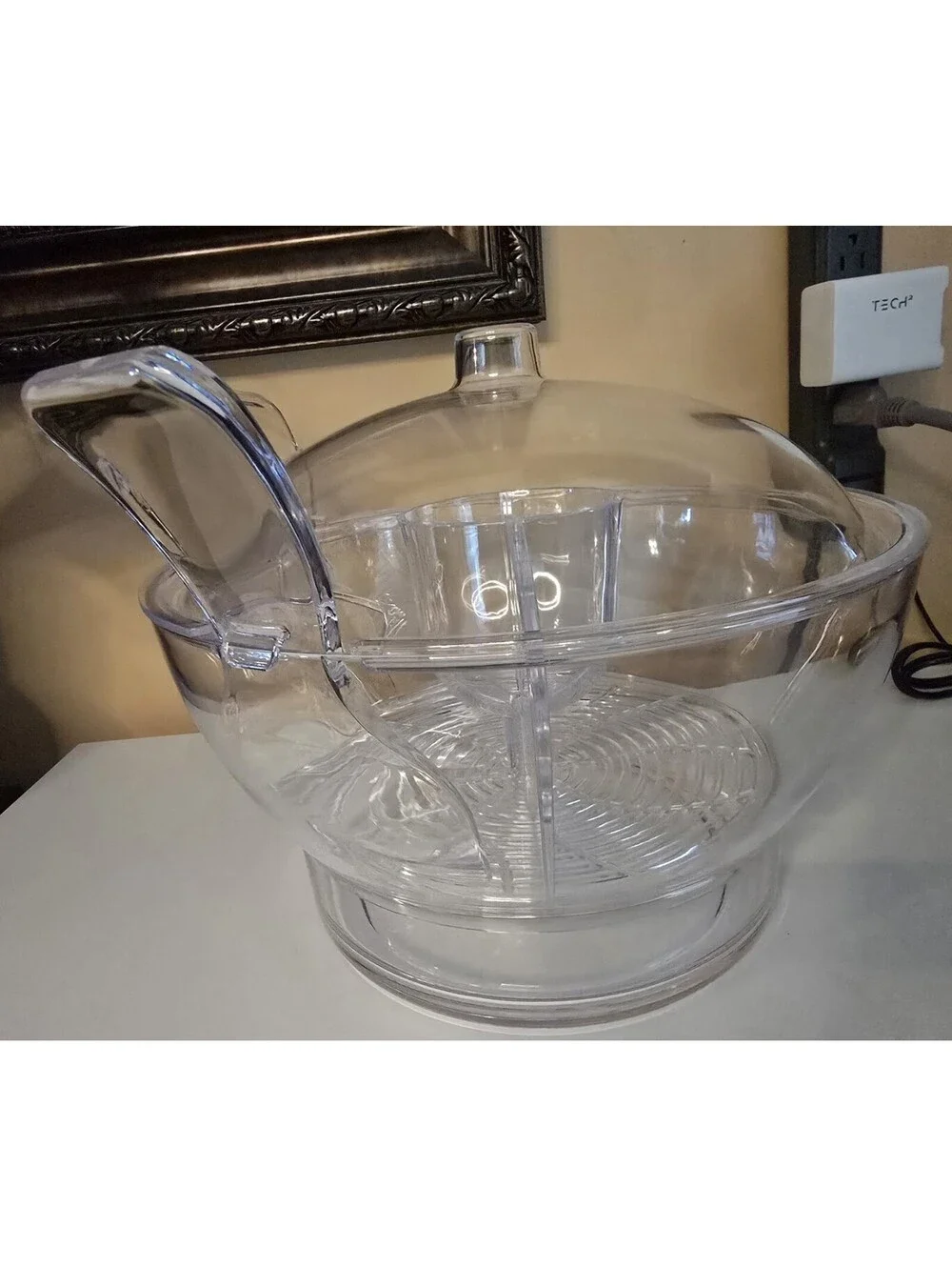 Prodyne Acrylic Salad on Ice with Fruit Insert with Utensils and Dome Lid